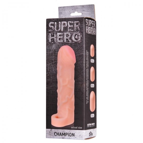 Насадка-удлинитель с кольцом "Super Hero Champion" супер реалистичная, 17,5см