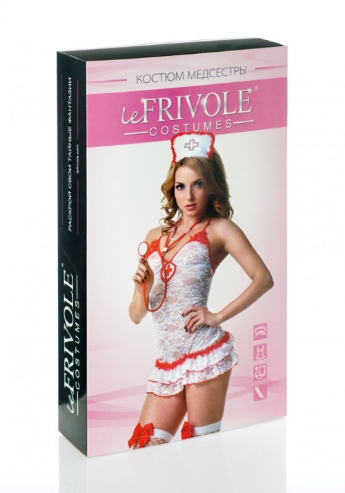 Костюм супер сексуальной медсестры "Le Frivole" со стетоскопом и чулками, L/XL