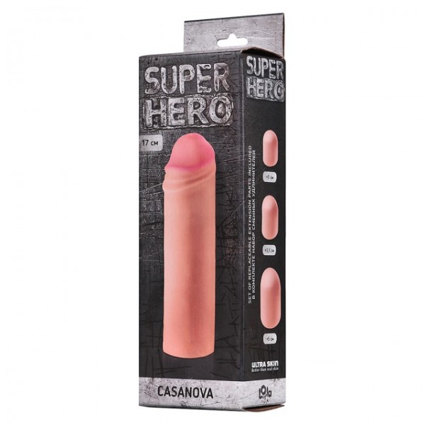Насадка-удлинитель "Super Hero Casanova" супер реалистичная, 17см