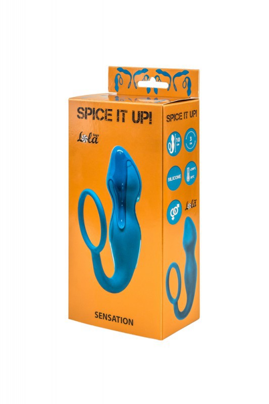 Пробка с эрекционным кольцом "Spice It Up Sensation" рельефная, синяя