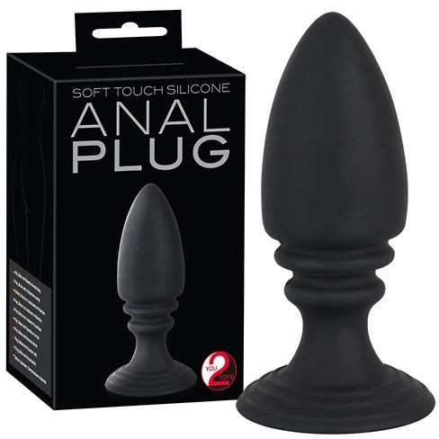 Пробка рельефная "Anal Plug" на присоске, черная