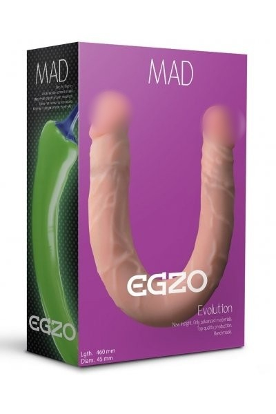 Фаллоимитатор двухголовый "Egzo" реалистичный, рельефный, 46см
