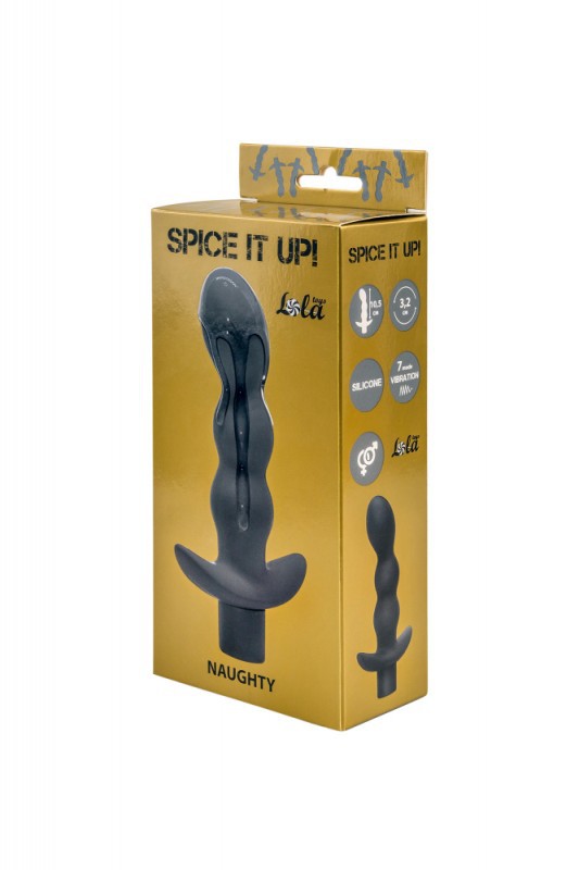 Массажер простаты с вибрацией "Spice It Up Naughty" рельефный, серый