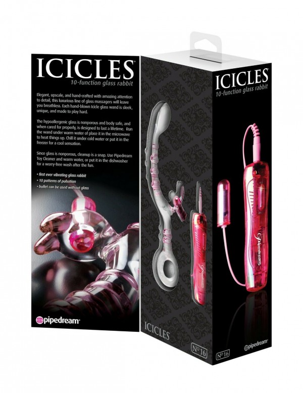 Вибратор для точки G и клитора "Icicles №16" стекло