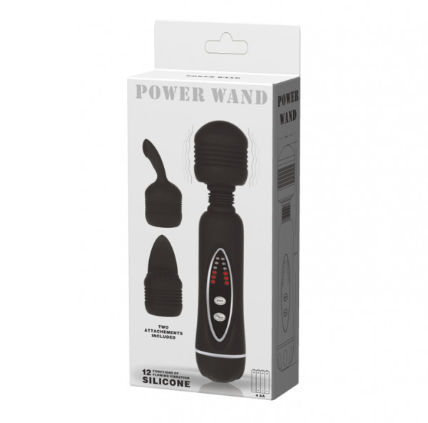 Вибромассажер + 2 насадки "Power Wand" черный