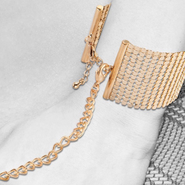 Наручники-браслеты "Bijoux" из золотой, металлической сеточки