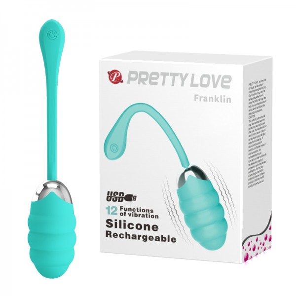 Виброяйцо "Pretty Love Franklin" рельефное, бирюзовое