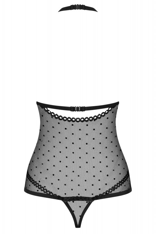 Боди "Obsessive" черное, в горошек, L/XL