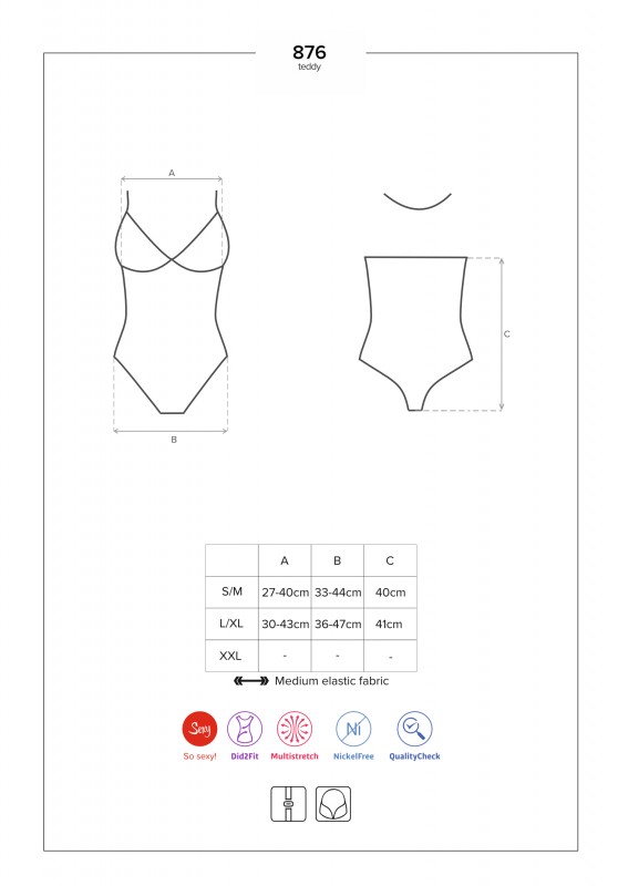 Боди "Obsessive" черное, в горошек, L/XL