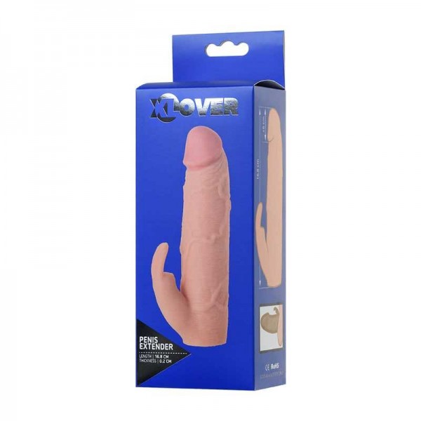 Насадка-удлинитель с клиторальным стимулятором "Toyfa XLover" реалистичная