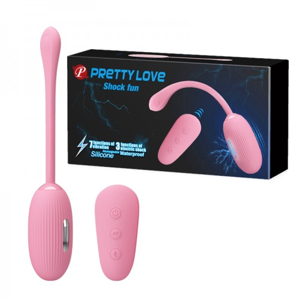 Виброяйцо с электростимуляцией "Pretty Love Shock Fun" на дистанционном управлении, розовое