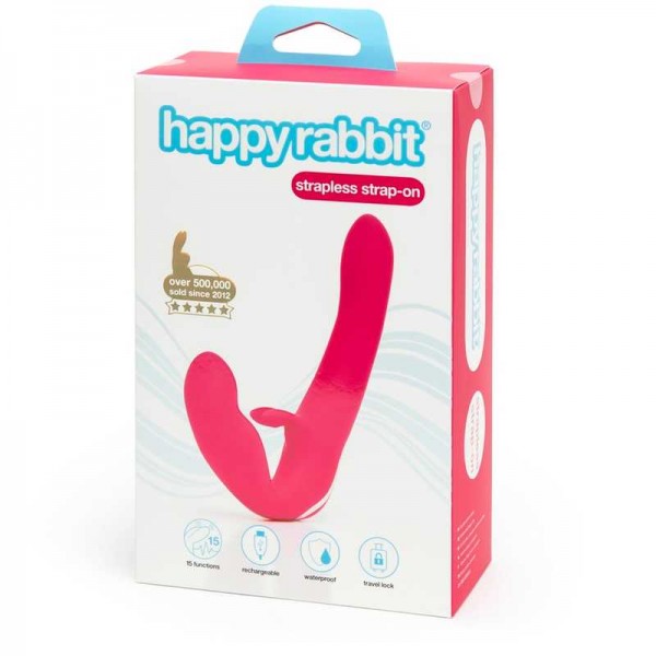 Безремневой страпон с вибрацией "Happy Rabbit" розовый
