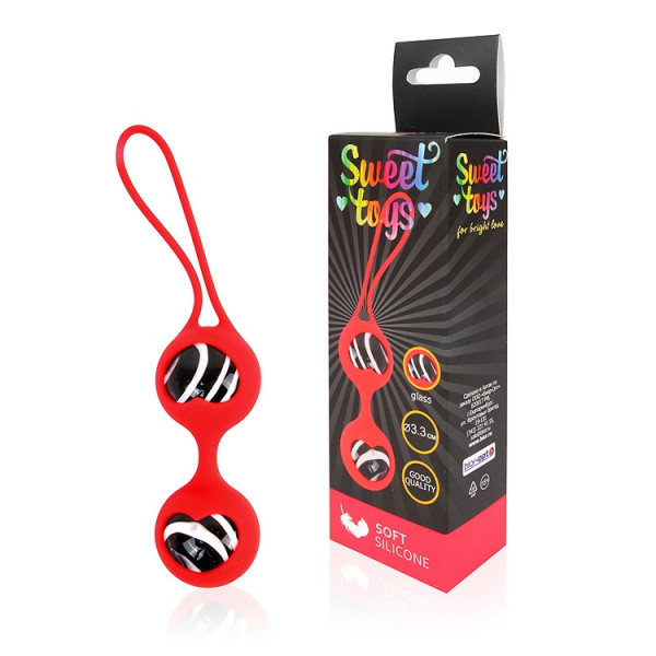 Вагинальные шарики "Sweet Toys" стекло в силиконе, красные