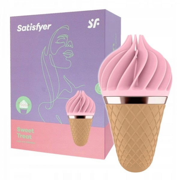 Вибратор-ротатор "Satisfyer Sweet Temptation" в виде мороженого, розовый
