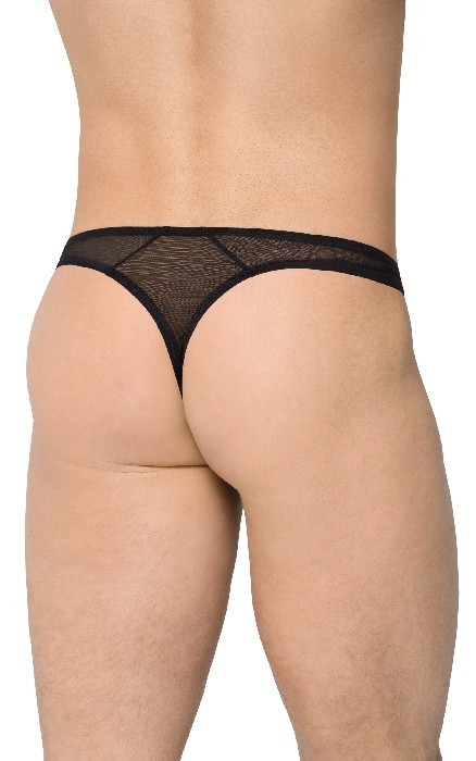 Трусики-стринги на застежках "Soft Line" эффект винила, черные, M/L