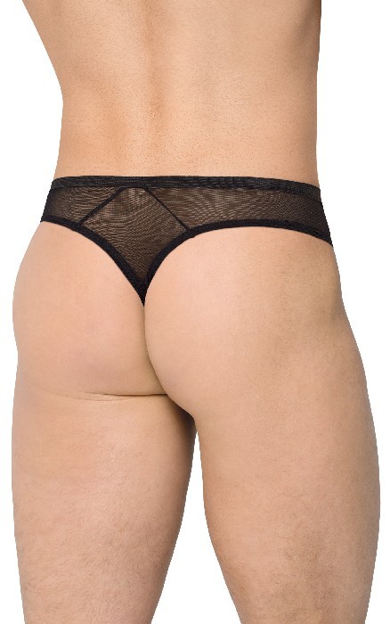 Трусики-стринги "Soft Line" эффект винила, черные, M/L