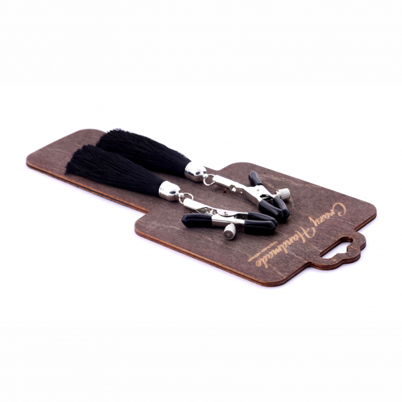 Зажимы-прищепки на соски "Crazy Handmade" с черными кисточками  