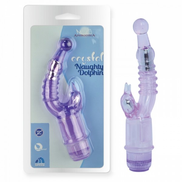 Вибратор с клиторальным стимулятором "Crystal Naughty Dolphin" розовый