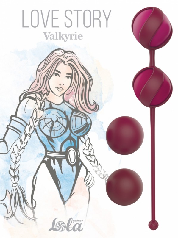 Вагинальные шарики "Love Story Valkyrie" 4 шарика разного веса + петля, бордовые