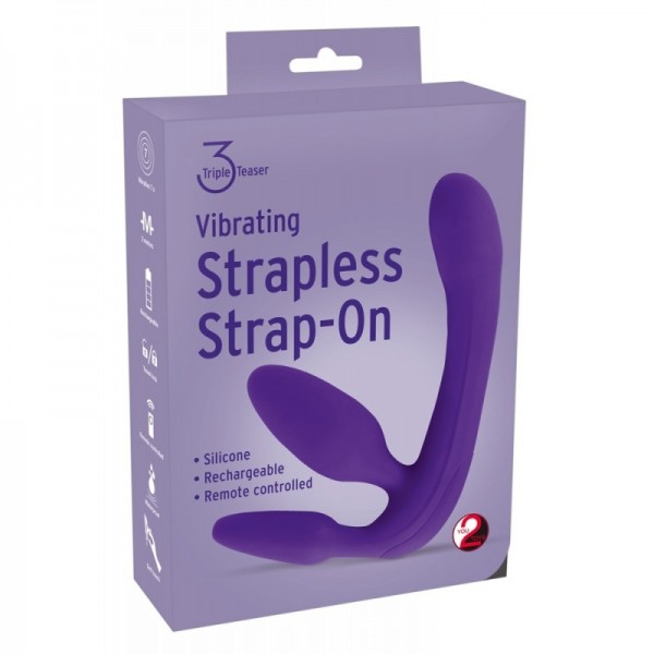 Безремневой страпон с анальной втулкой "Strapless Strap-On" на дистанционном управлении, фиолетовый