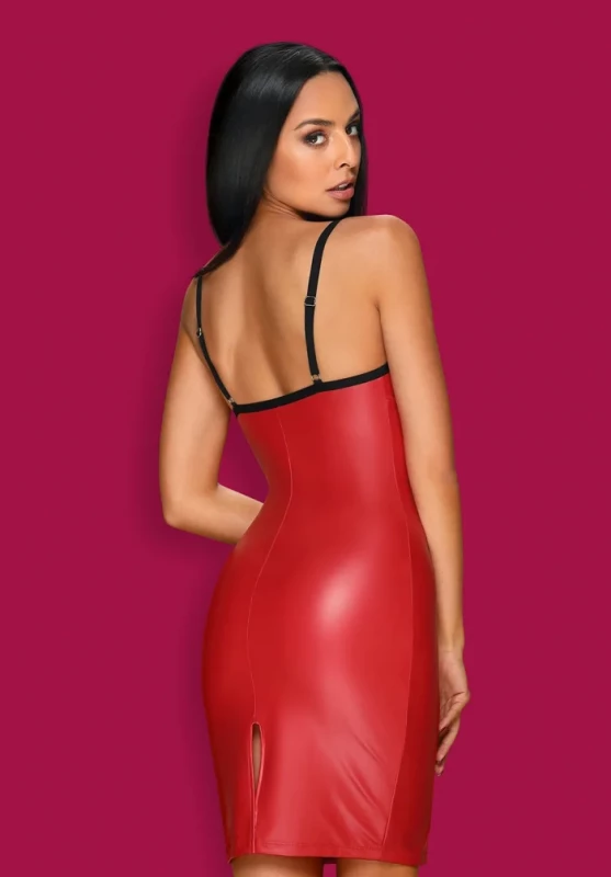 Платье "Obsessive Redella" красное, экокожа, S/M