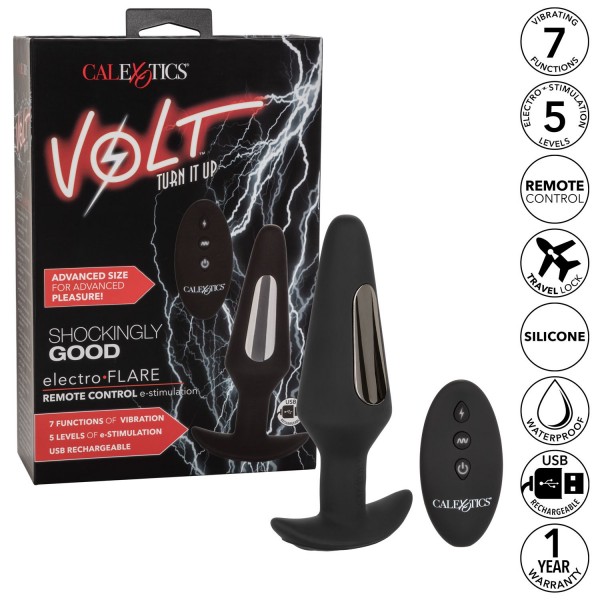 Пробка с вибрацией и электростимуляцией "Volt Electro Flare L" на дистанционном управлении