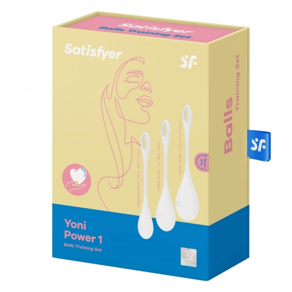 Набор вагинальных шариков "Satisfyer Yoni Power 1" без смещенного центра тяжести, белые