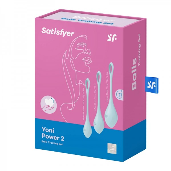 Набор вагинальных шариков "Satisfyer Yoni Power 2" без смещенного центра тяжести, голубые