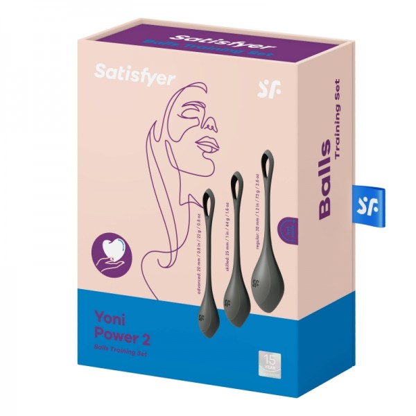 Набор вагинальных шариков "Satisfyer Yoni Power 2" без смещенного центра тяжести, черные