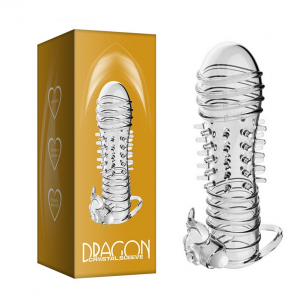 Насадка с вибрацией и кольцом под мошонку "Dragon" прозрачная