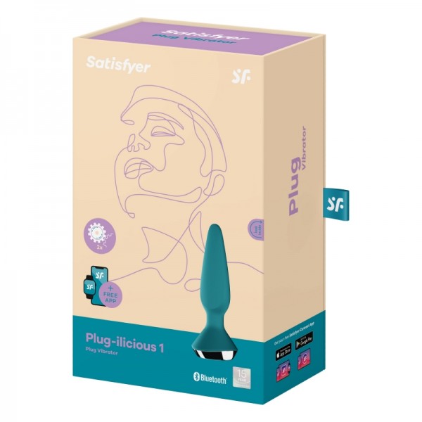 Пробка с вибрацией "Satisfyer Plug-Ilicious 1" + приложение, зеленая