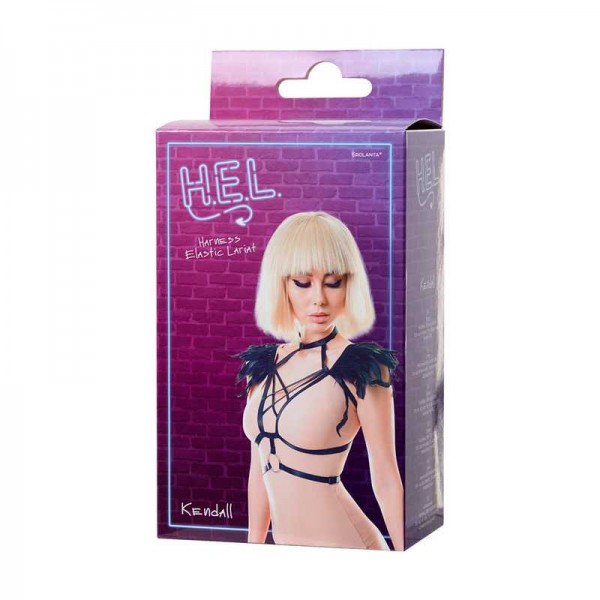 Стреп с перьями "Hel Kendall" черный, S/XL