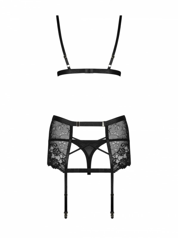 Комплект "Obsessive Blanita" лиф, пояс, трусики-стринги, L/XL