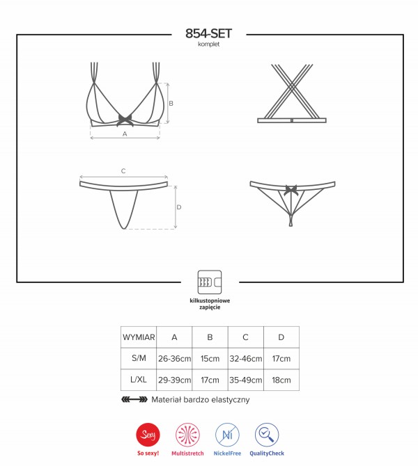Комплект "Obsessive" лиф и трусики, черный, L/XL