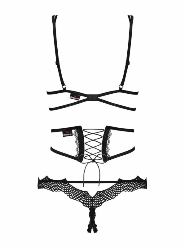 Комплект "Obsessive Bravelle" лиф, трусики, корсет, L/XL