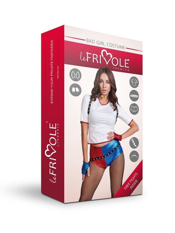 Костюм Харли Квинн "Le Frivole" топ, шорты, портупея, ремень, перчатки, колготки в сетку, M/L