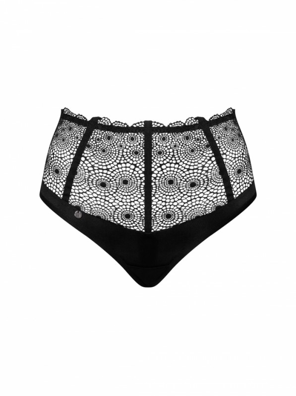Трусики-бразилиана с высокой посадкой "Obsessive Sharlotte" черные, L/XL