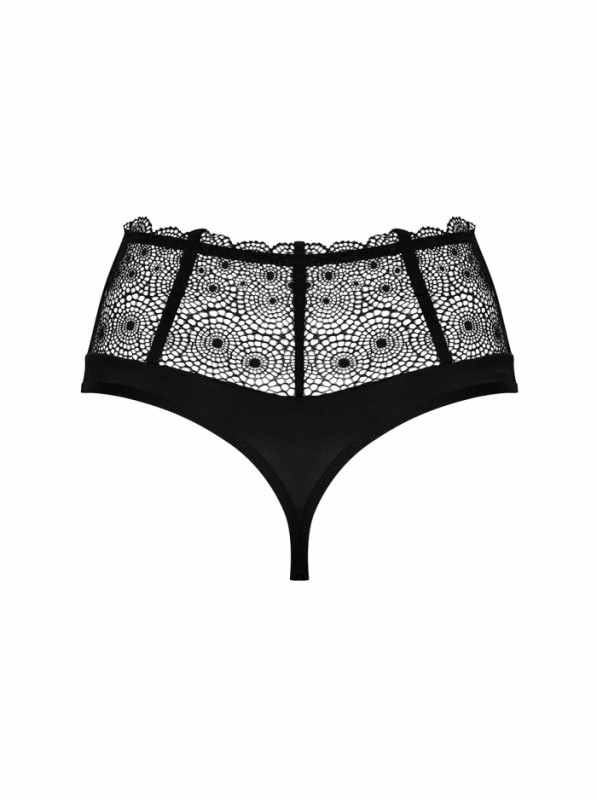 Трусики-бразилиана с высокой посадкой "Obsessive Sharlotte" черные, L/XL
