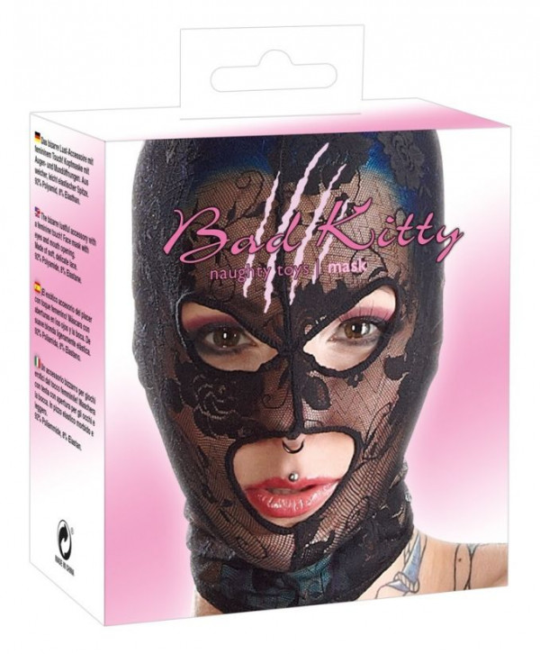 Маска балаклава "Bad Kitty" черная, кружевная