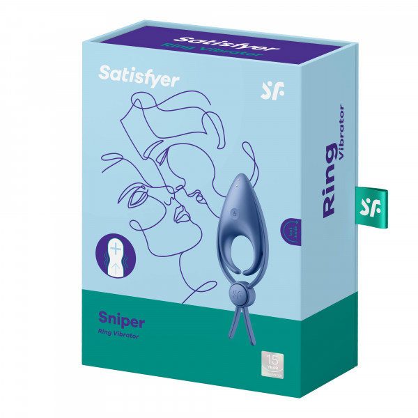 Эрекционное кольцо-лассо с двумя петлями "Satisfyer Sniper" синее