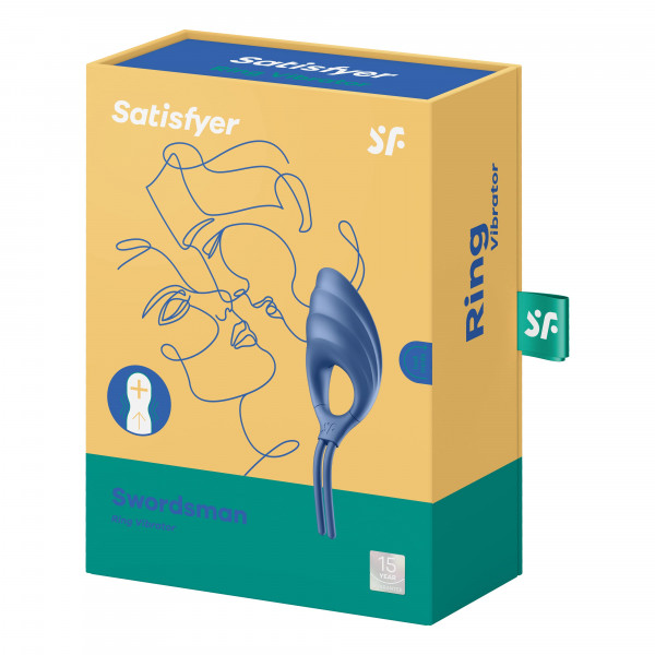 Эрекционное кольцо-лассо "Satisfyer Swordsman" рельефное, синее
