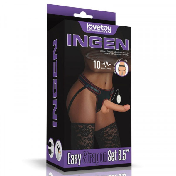 Страпон с реалистичным фаллоимитатором "Lovetoy Ingen 8,5" с вибрацией