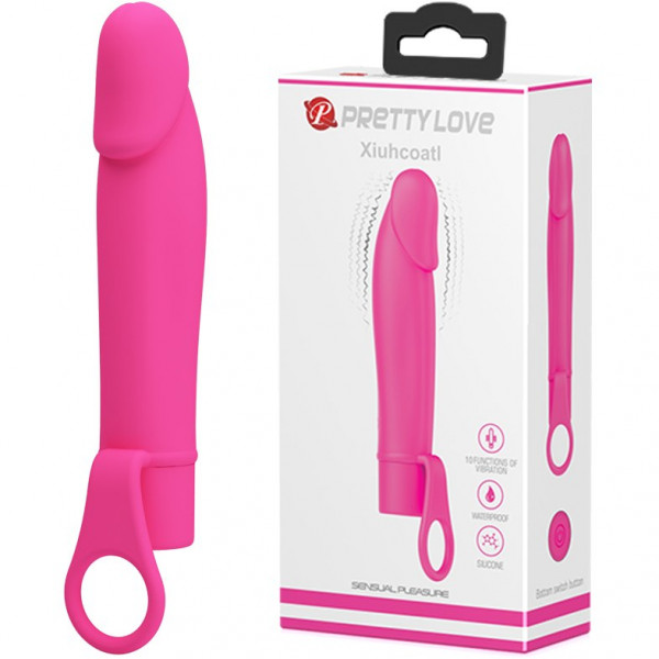 Мини вибратор с кольцом "Pretty Love Xiuhcoatl" малиновый