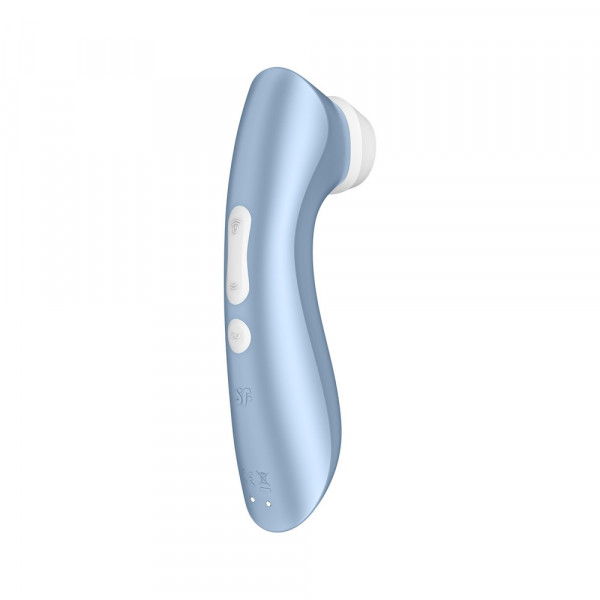 Стимулятор клитора "Satisfyer Pro2 Vibration 2 в 1" вибрация + вакуум, голубой металлик