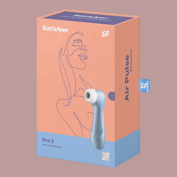 Стимулятор клитора "Satisfyer Pro2 Vibration 2 в 1" вибрация + вакуум, голубой металлик