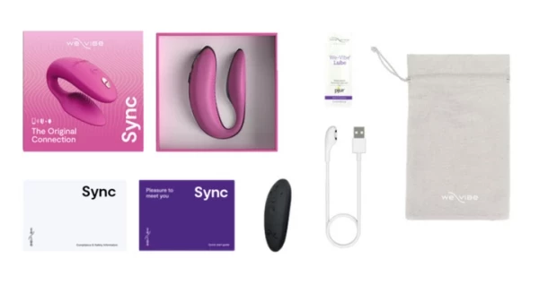 Вибратор для двоих на дистанционном управлении "We-Vibe Sync 2" + приложение, розовый