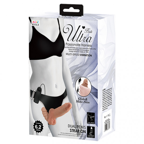 Страпон с вагинальной втулкой "Ultra Passionate Harness" с вибрацией, мулат