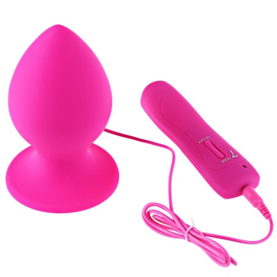 Пробка с вибрацией "XL Anal Plug" на присоске, розовая