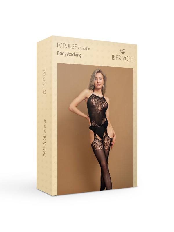 Кетсьют "Le Frivole" имитация топа и чулок, черный, S/XXL