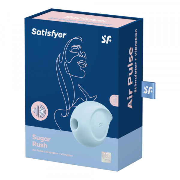 Стимулятор клитора двухсторонний "Satisfyer Sugar Rush" вакуум + вибрация, голубой